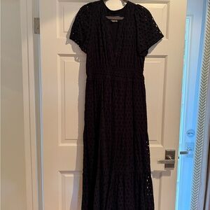 Anthropologie Black Flutter Sleeve Maxi Sundress